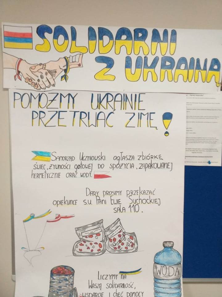 Afisz zachęcający do udziału w akcji "pomóżmy Ukrainie"