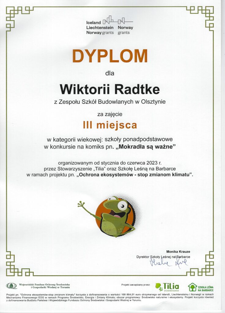 dyplom Wiktorii Radtke