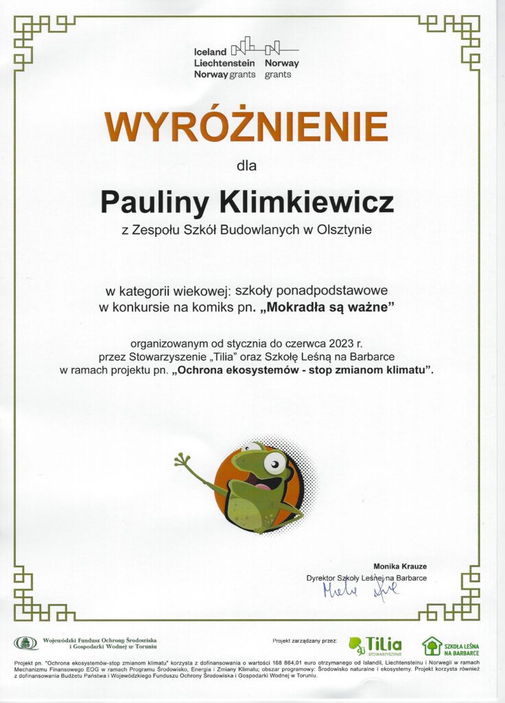 Dyplom Pauliny Klimkiewicz